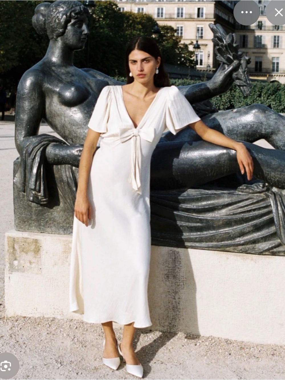 Ciao Lucia Brunello Dress XS- V-Neck Midi Dress with Bow Detail
